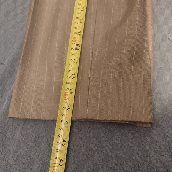 YND Slim Fit Double-Breasted Pinstripe Suit, Khaki 3XL, ALTERED CUFFS & LEGS - Picture 7 of 7